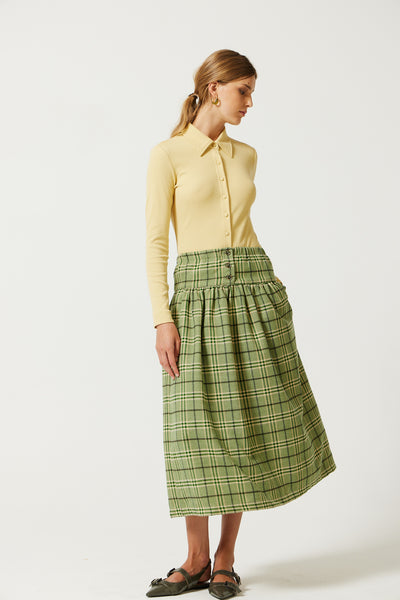 Sumi Check Basque Skirt
