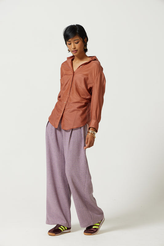 Taro Silk Button Down Shirt 1366