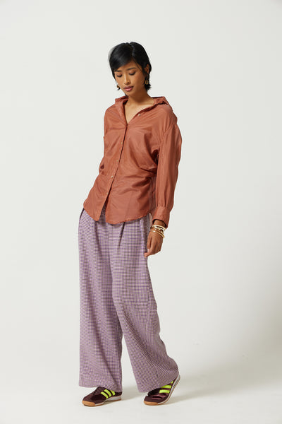 Taro Silk Button Down Shirt