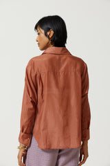 Taro Silk Button Down Shirt