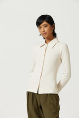 Mio Collared Rib Top