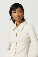 Mio Collared Rib Top