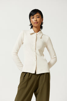 Mio Collared Rib Top