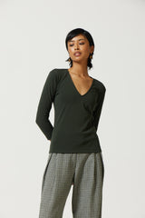 Alba Deep V-Neck Top