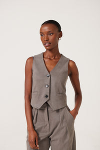 Delia Tailored Vest - Varsity Grey