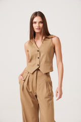 Delia Tailored Vest - Tobacco