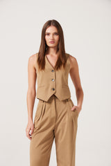 Delia Tailored Vest - Tobacco