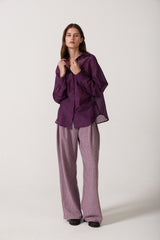 Taro Silk Button Down Shirt