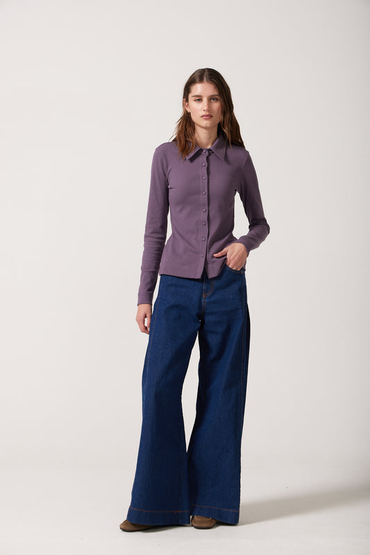 Mio Collared Rib Top 1366