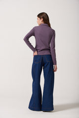 Mio Collared Rib Top