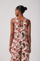 Kinto Open Back Jumpsuit - Cherry Field