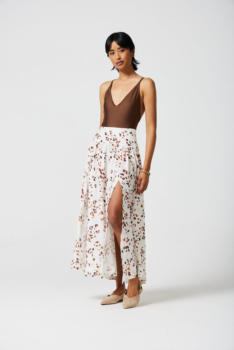 Valentina Printed Linen Skirt