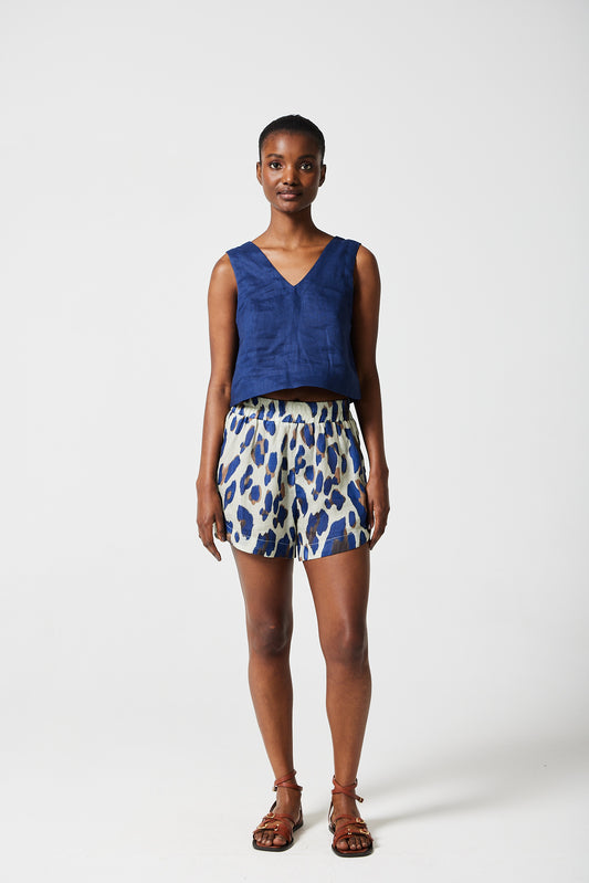 Alexa Printed Linen Shorts 1366